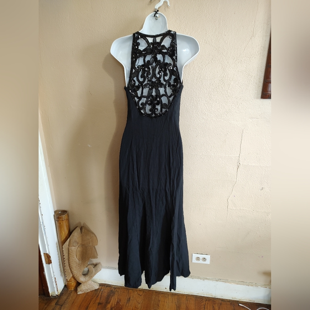 Vintage Y2K Blondie & Me Evening Black Formal Prom Beaded Sequin Dress SZ Small